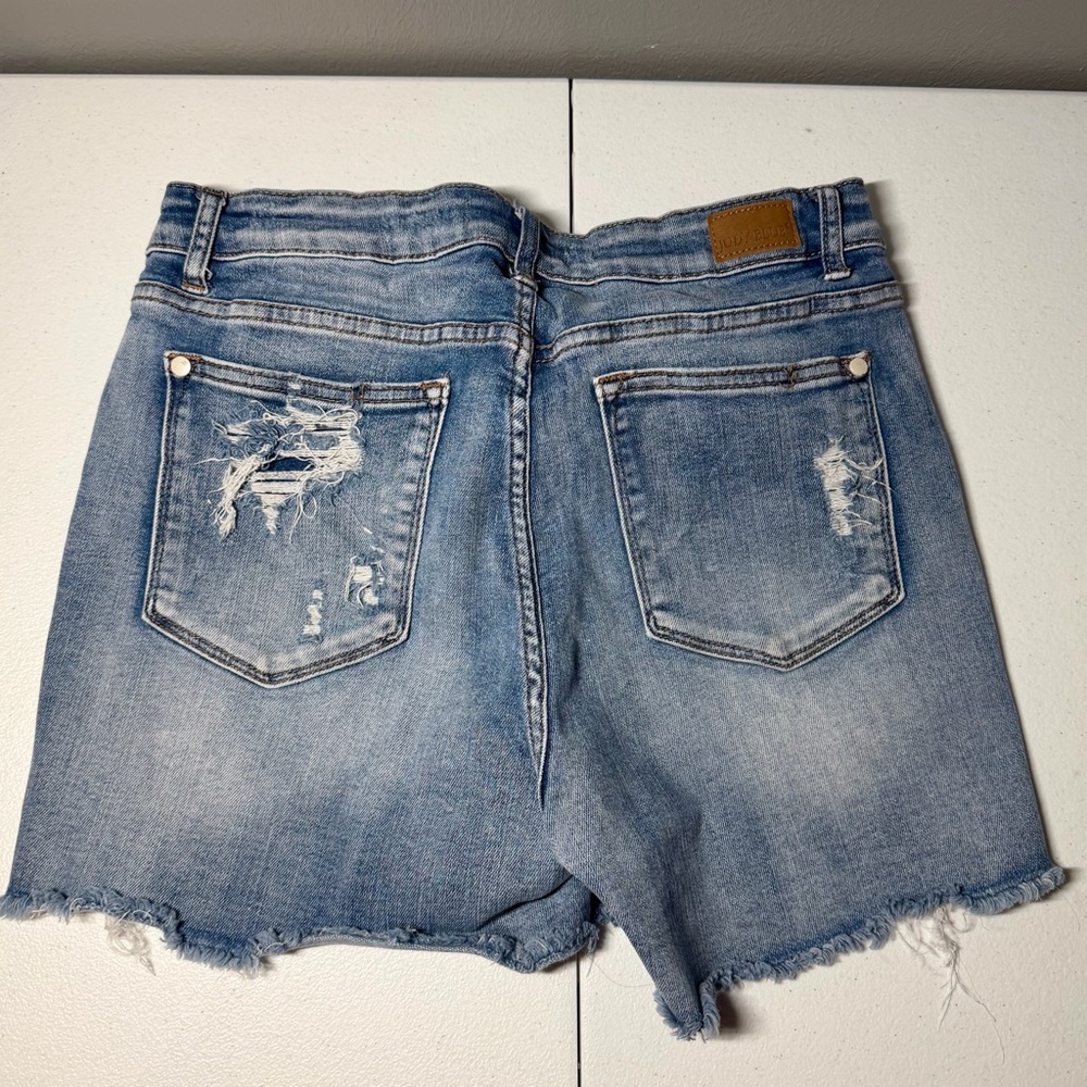 Judy Blue Faded Blue Distressed Denim Shorts